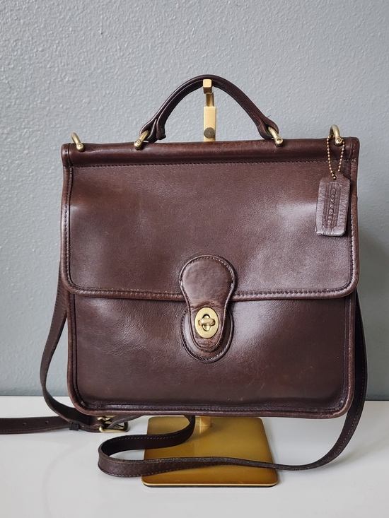 Coach Handbags - Vintage Coach Willis 9927 Brown Glove Tanned Leather Crossbody Briefcase USA